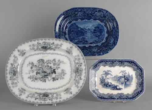 Appraisal: Three transfer decorated Staffordshire platters th c largest - l