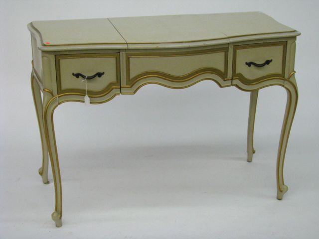 Appraisal: Drexel Furniture painted makeup vanity green painted finish with gold