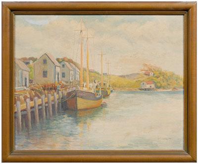 Appraisal: Martha's Vineyard painting Menemsha fishing dock Martha's Vineyard Massachusetts signed