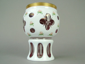 Appraisal: Bohemian white overlaid and ruby flash goblet with a single