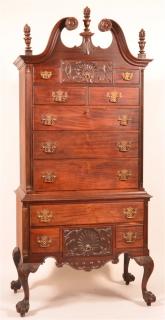 Appraisal: Reproduction Factory Made Mahogany Highboy Reproduction Factory Made Chippendale Style