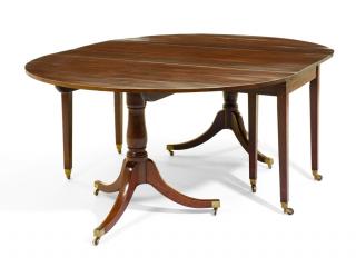 Appraisal: A GEORGE III TWO PILLAR MAHOGANY EXTENSION DINING TABLE A