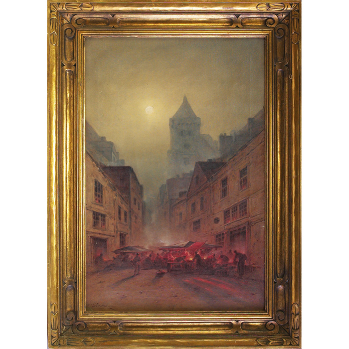 Appraisal: George Washington Nicholson American - Night Rotterdam c oil canvas