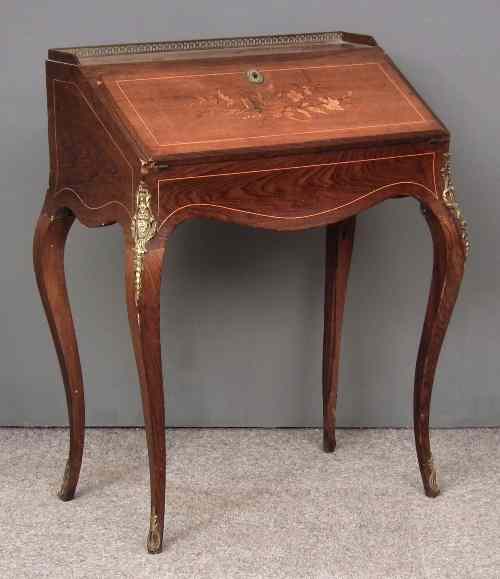 Appraisal: A th Century French lady's rosewood bureau inlaid with boxwood