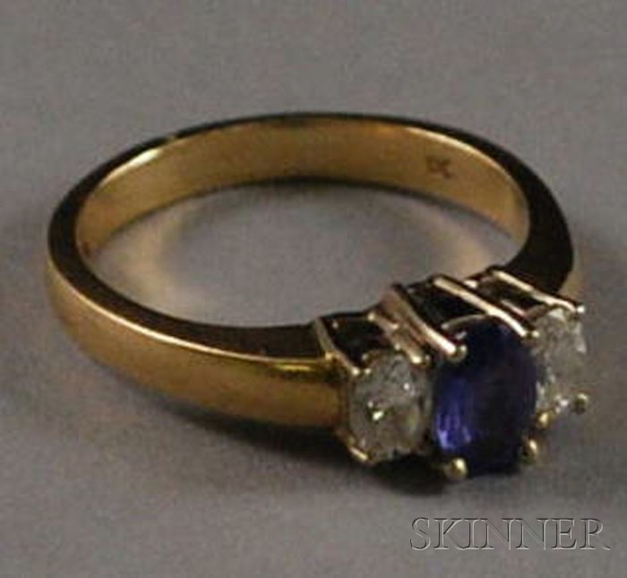 Appraisal: kt Gold Sapphire and Diamond Ring size total dwt