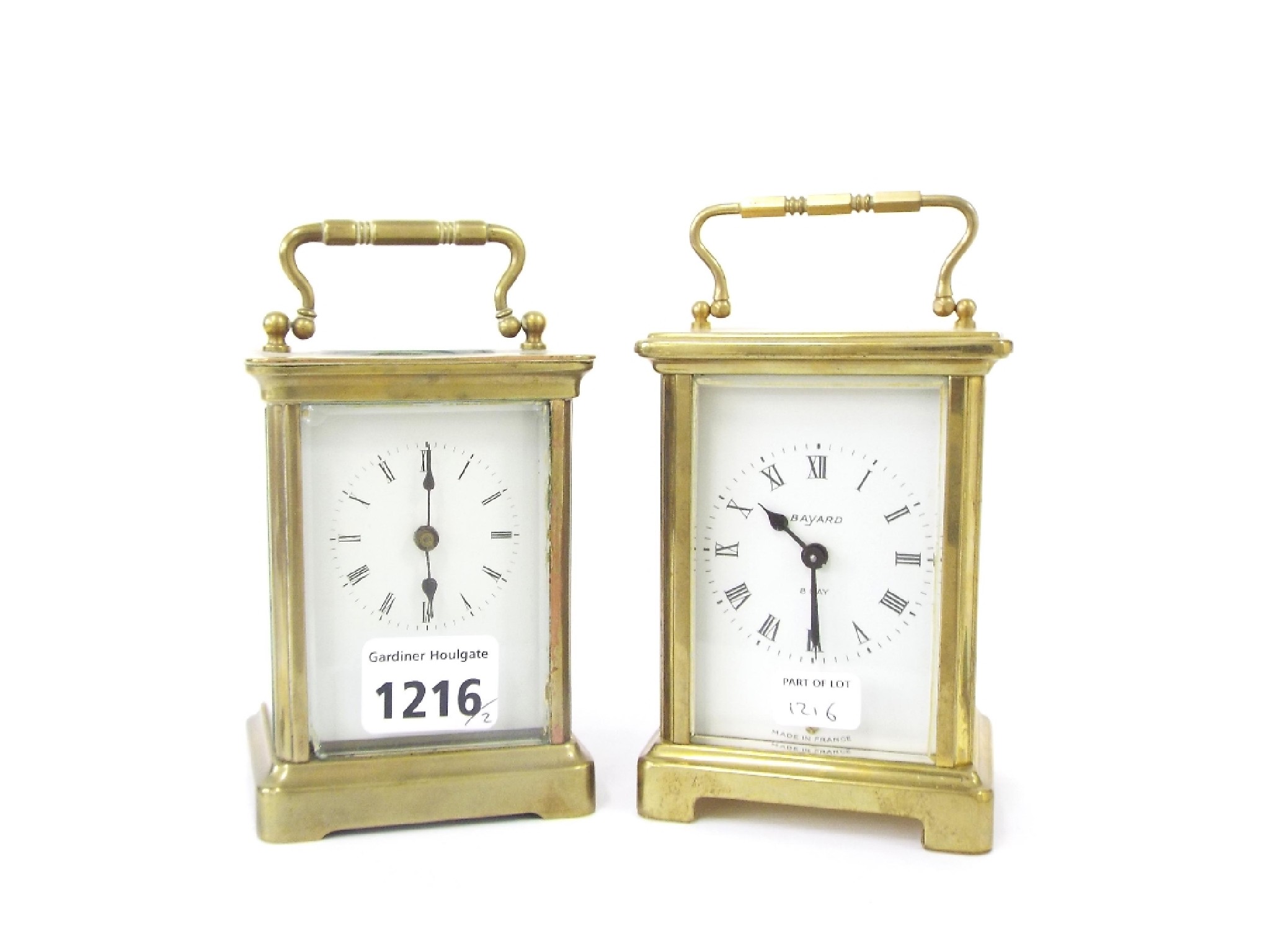 Appraisal: Two Duverdrey Bloquel French carriage timepieces both high approx