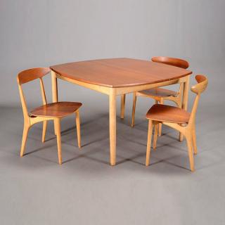 Appraisal: Danish Modern Dining Table Chairs by Kurt Ostervig Danish Modern