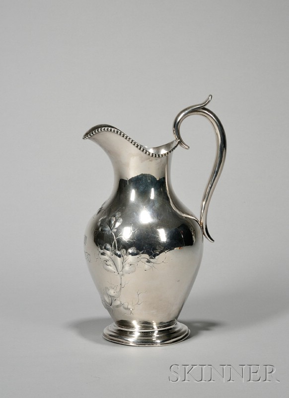 Appraisal: Coin Silver Repousse Pitcher T S Crosby engraved MLW from