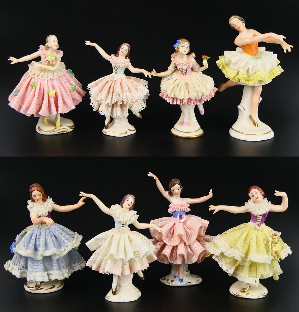 Appraisal: LOT OF DRESDEN SMALL LACE PORCELAIN DANCERS Tallest being all