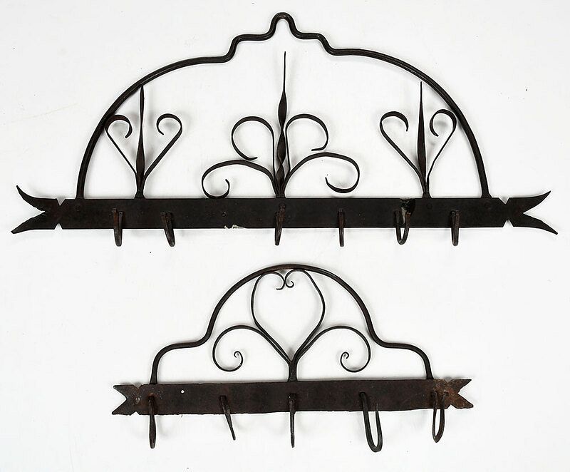 Appraisal: Two Wrought Iron Hanging Racks probably Pennsylvania early th century