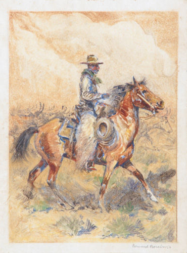 Appraisal: Edward Borein American - Cowboy on the Range Mixed media