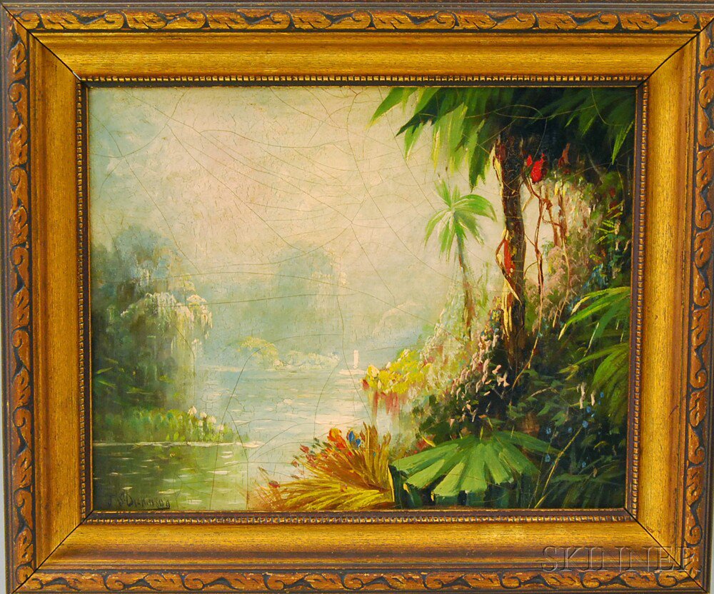 Appraisal: J S Dickinson American th Century Tropical Scene Signed J