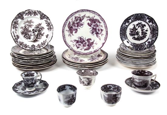 Appraisal: Sale Lot A Collection of Black and White Ironstone Transferware