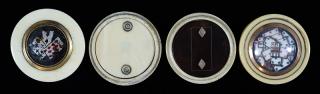 Appraisal: Pair of Ivory Whist Counter Boxes with Hand Painted Playing