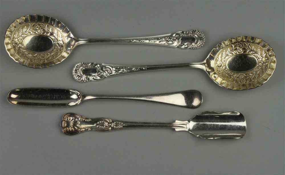 Appraisal: PAIR OF ENGLISH VICTORIAN SILVERPLATE BERRY SPOONS WITH TWO MARROW