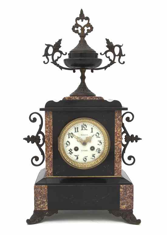 Appraisal: A French Slate and Cast Metal Mantel Clock Ditrich a