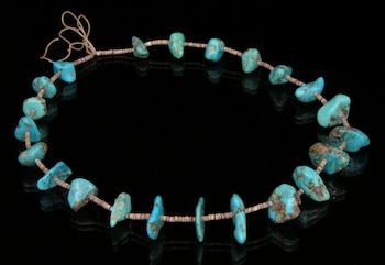 Appraisal: A Fun Turquoise and Shell Necklace The necklace consists of