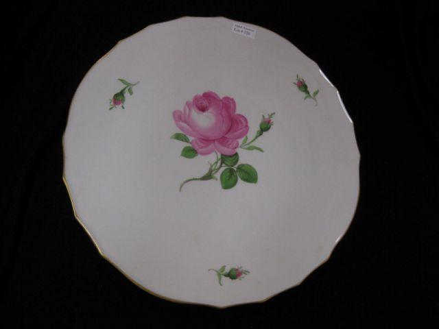 Appraisal: Meissen Porcelain Serving Tray rose decor diameter crossed swords mark