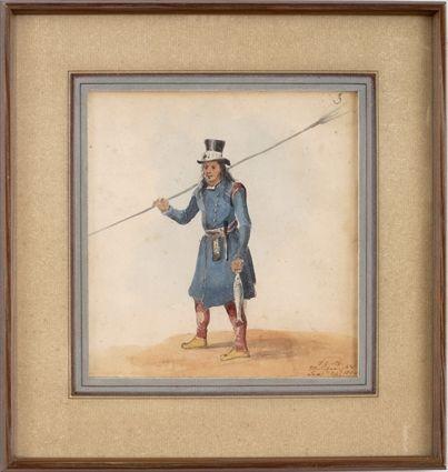 Appraisal: NORTHEAST AMERICAN INDIAN Watercolor on paper x in sight numbered