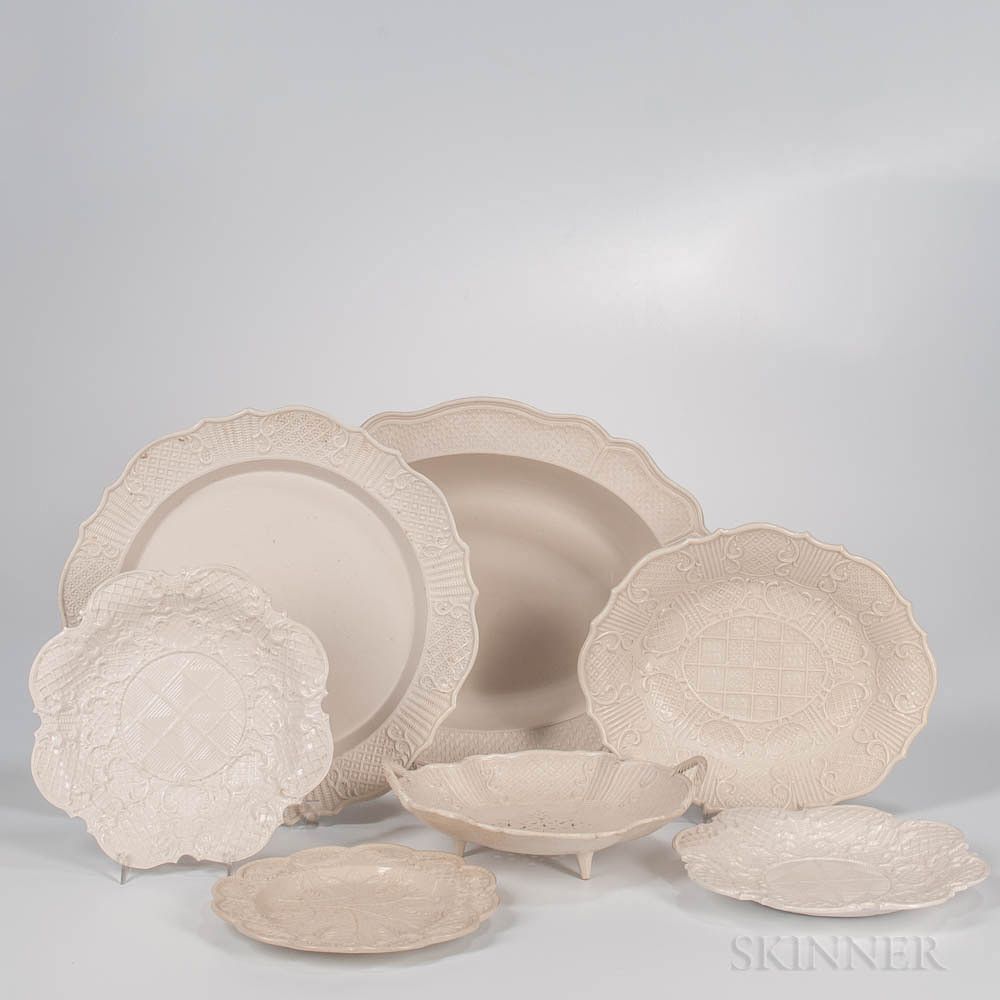 Appraisal: Seven Staffordshire Salt-glazed Stoneware Dishes Seven Staffordshire Salt-glazed Stoneware Dishes