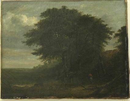 Appraisal: Woodland Scene with Horse and Rider Oil on Canvas