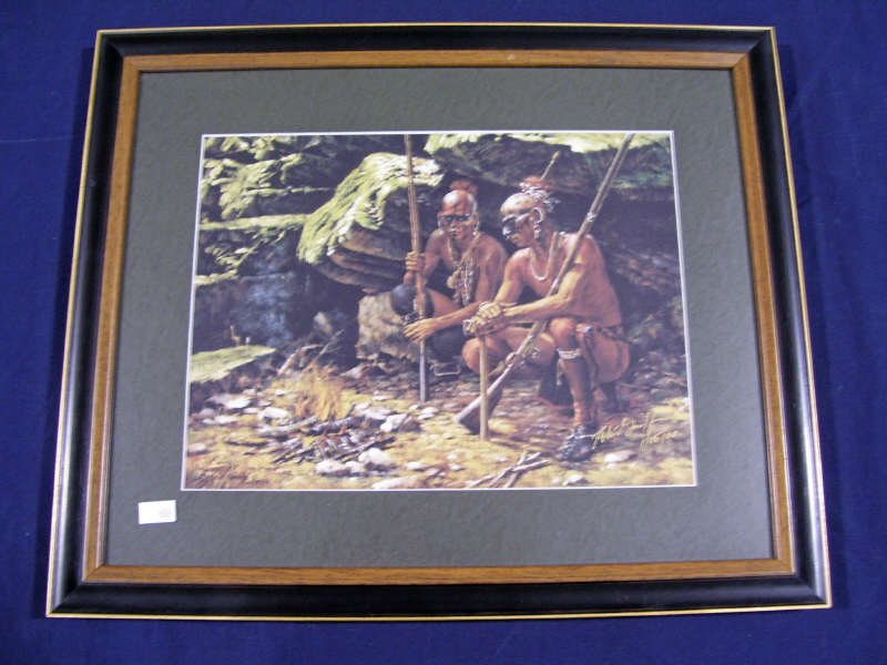 Appraisal: Untitled Print by Robert Griffing Framed image of two Native