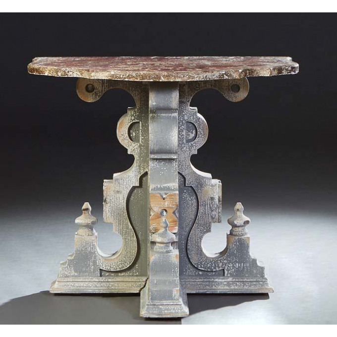 Appraisal: Chinese Italian Style Carved Polychromed Pine Bowfront Console Table st