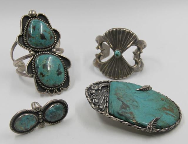 Appraisal: JEWELRY Pieces Turquoise and Sterling Jewelry Group of pieces of