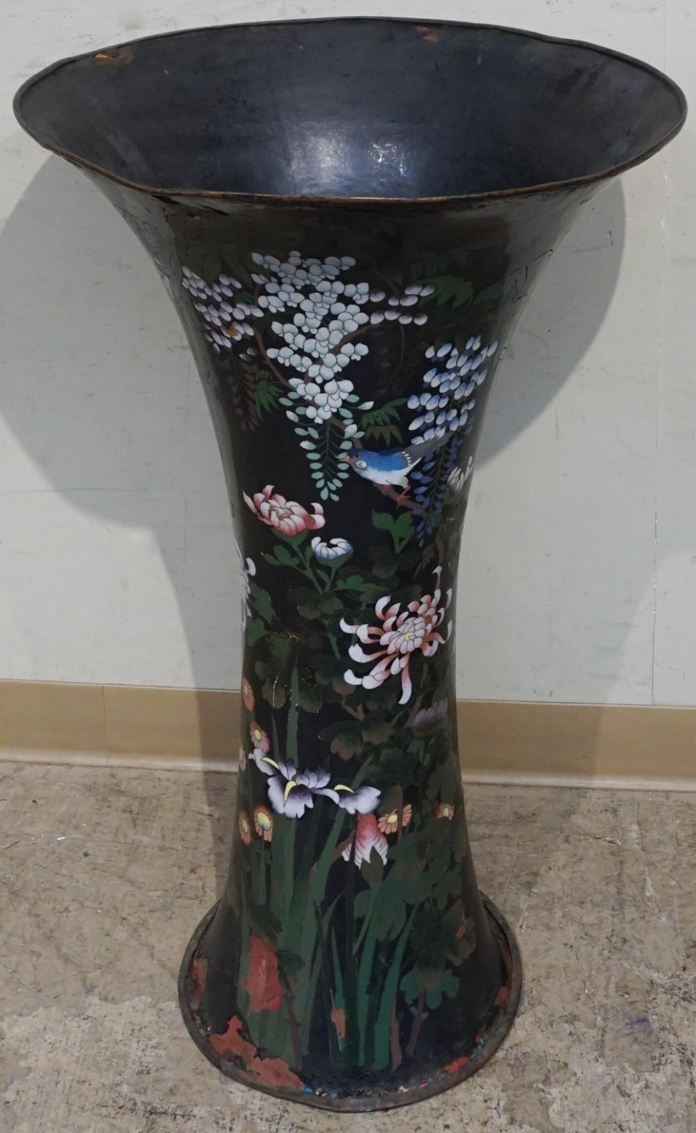 Appraisal: Japanese Cloisonne Enamel Floor Vase H in cm