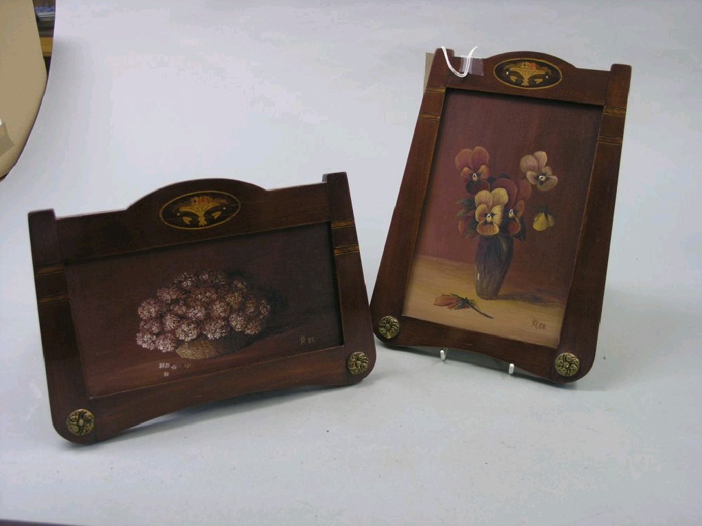 Appraisal: A pair of Secessionist beech picture frames with brass mounts