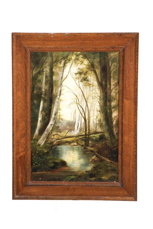 Appraisal: WOODED LANDSCAPE AMERICAN LATE TH CENTURY Oil on canvas unsigned