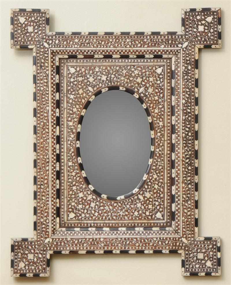 Appraisal: IVORY AND EBONY INLAID MIRROR x in