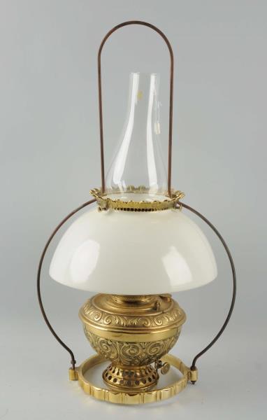 Appraisal: Bradley Hubbard Kerosene Lamp This lamp has a glass chimney