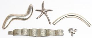 Appraisal: Mexican Taxco Sterling Silver Jewelry Articles Comprising three biomorphic Mexican