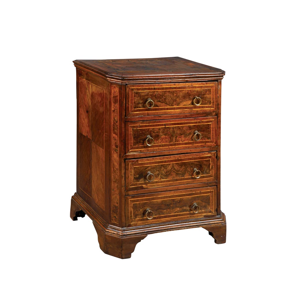 Appraisal: Italian Baroque Walnut and Rosewood Commodini The rectangular top with