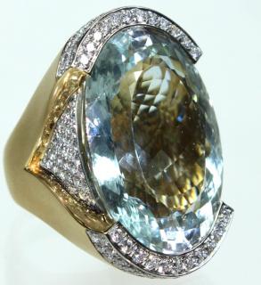 Appraisal: Karat David Webb Style Aquamarine Diamond Ring Karat David Webb