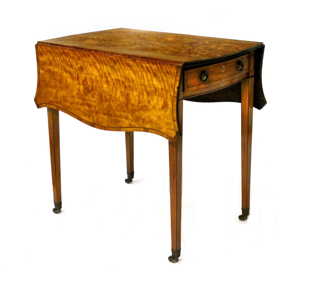 Appraisal: A George III satinwood butterfly Pembroke table with single frieze