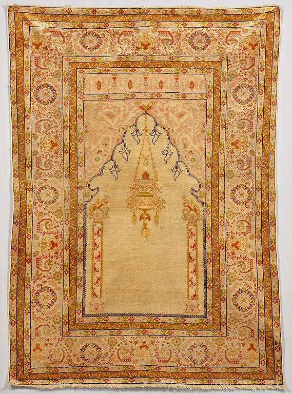 Appraisal: Antique Turkish Silk Prayer Rug c Turkish silk prayer rug