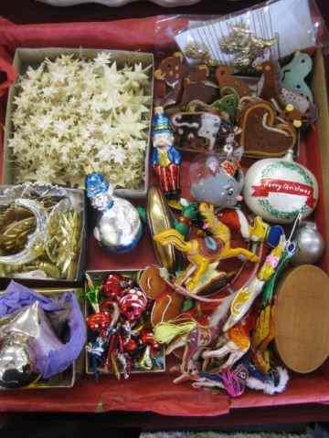 Appraisal: Box of Christmas Ornaments includeshandblown silk redware pottery stars and