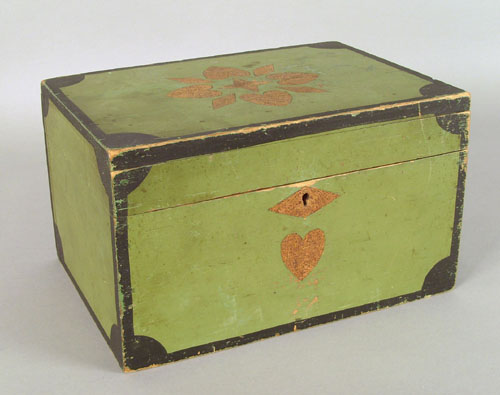 Appraisal: New England painted pine dresser box th c with burlwood