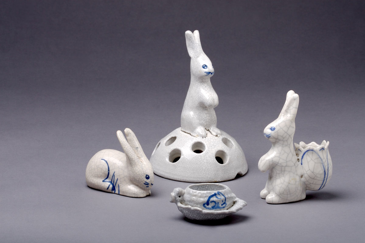 Appraisal: DEDHAM POTTERY RABBIT TOOTHPICK HOLDER The rabbit modelled seated upright