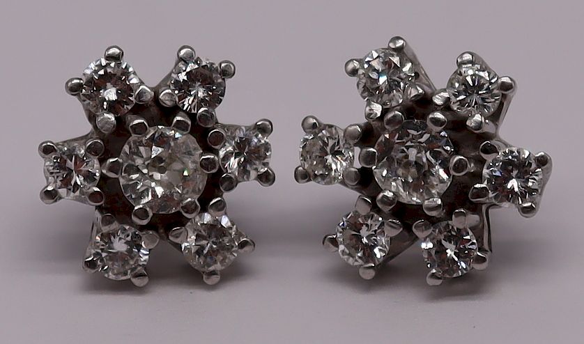 Appraisal: JEWELRY Floral Form kt Gold Diamond Earrings kt white gold