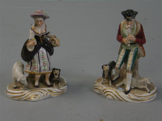 Appraisal: Pair of early th century Dresden figures of a piper