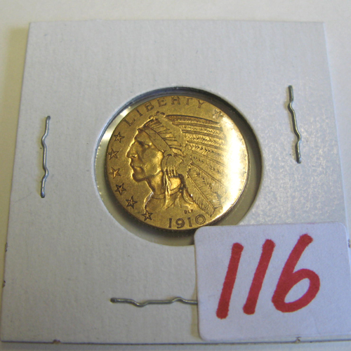 Appraisal: U S FIVE DOLLAR GOLD COIN Indian head type -D