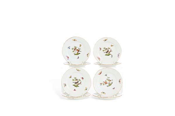 Appraisal: Eight Herend Rothschild Bird bread butter plates A set of