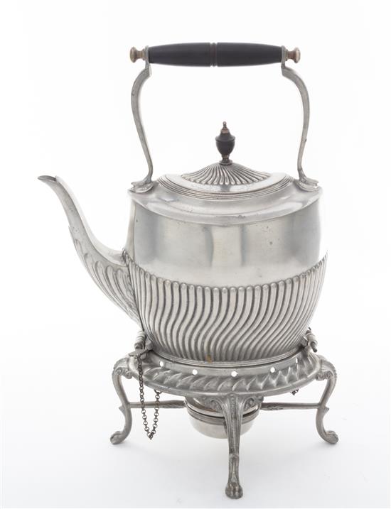 Appraisal: Sale Lot An English Pewter Kettle on Lampstand of typical