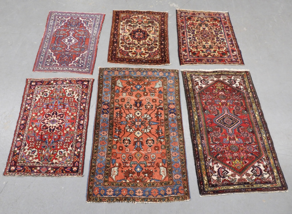 Appraisal: PC MIDDLE EASTERN BOTANICAL SCATTER RUGS Middle East th CenturyIncludes