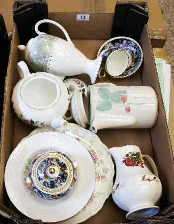 Appraisal: Tray of Mixed Tableware comprising Wedgwood Columbia Coffee Pot Raspberry