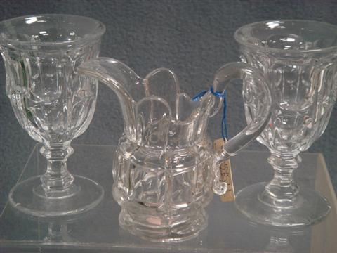 Appraisal: Bigler pattern flint glass goblets another goblet flint glass creamer