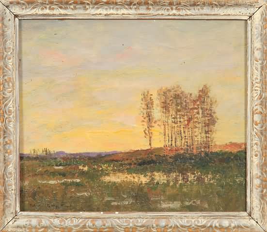 Appraisal: Sunset landscape oil on panel x SLL Robertson K Mygatt